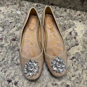 Sam Edelman Gold Shimmer Silver Rhinestone Flats